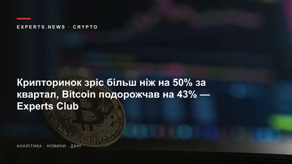Крипторинок зріс більш ніж на 50% за квартал, Bitcoin подорожчав на 43% — Experts Club