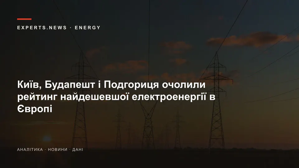 Київ, Будапешт і Подгориця очолили рейтинг найдешевшої електроенергії в Європі